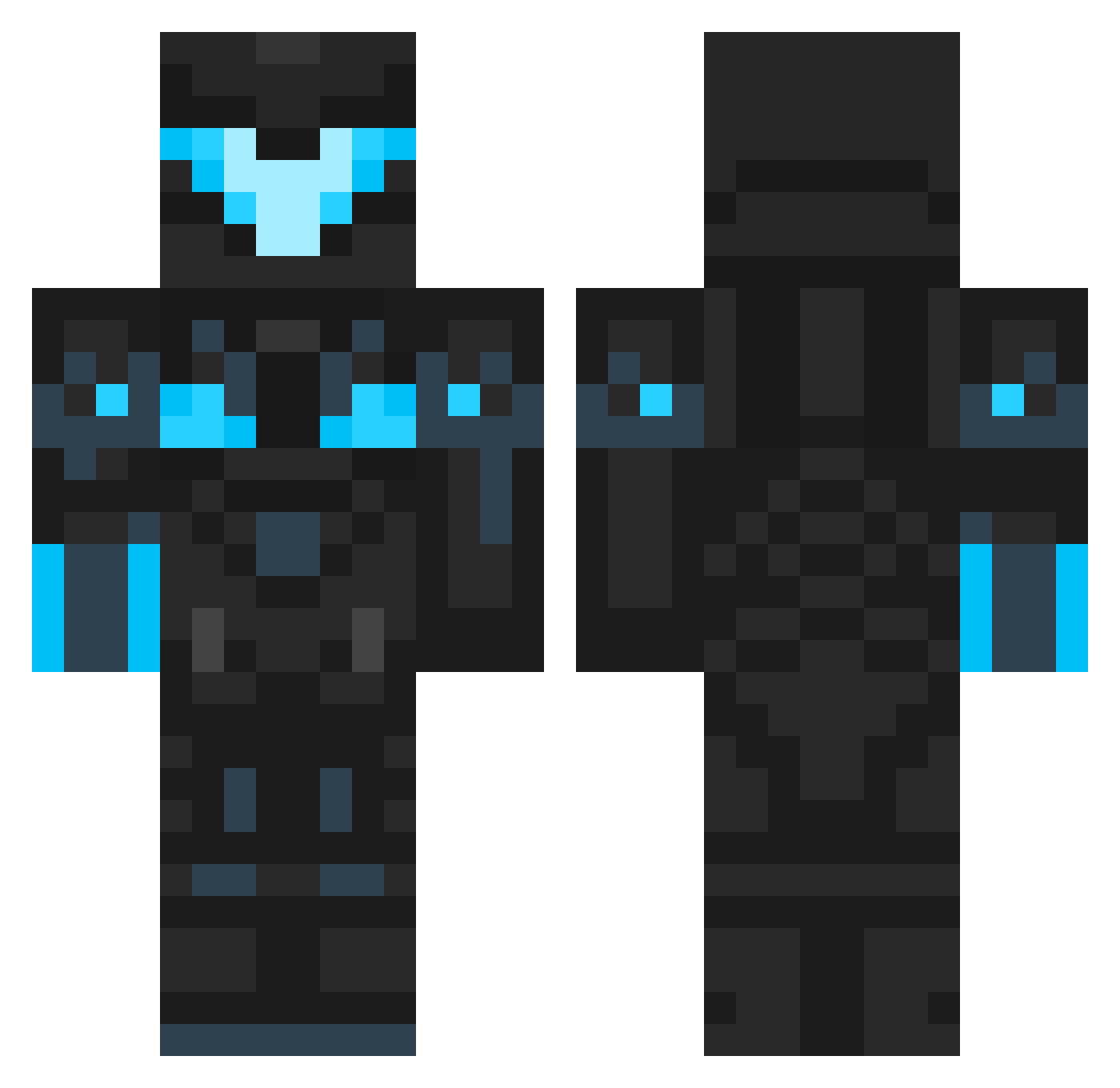 Jackoshack Minecraft skin, front and back view