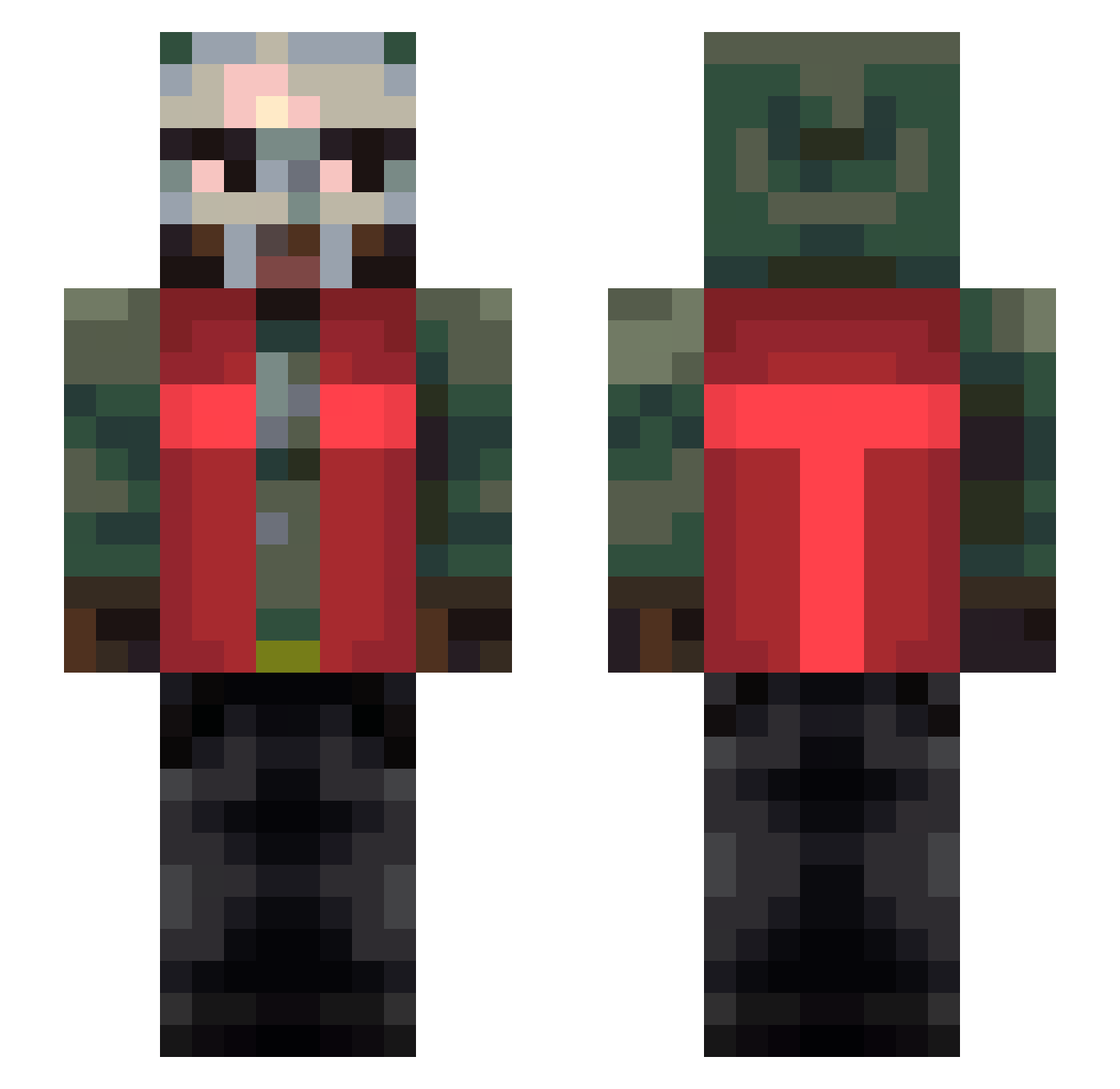 0neBeer Minecraft skin, front and back view