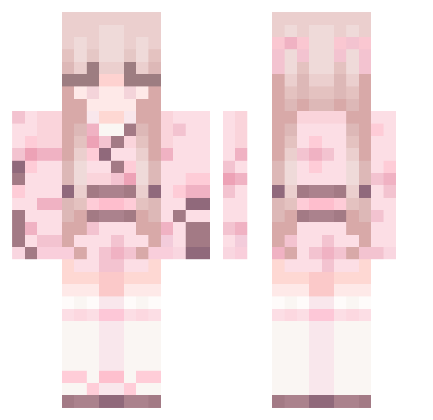lunlia Minecraft skin, front and back view