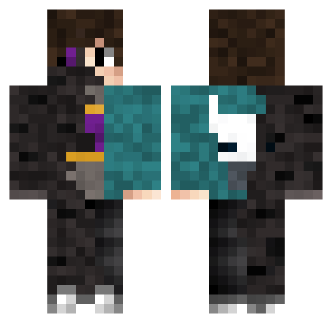 Twittar Minecraft skin, front and back view