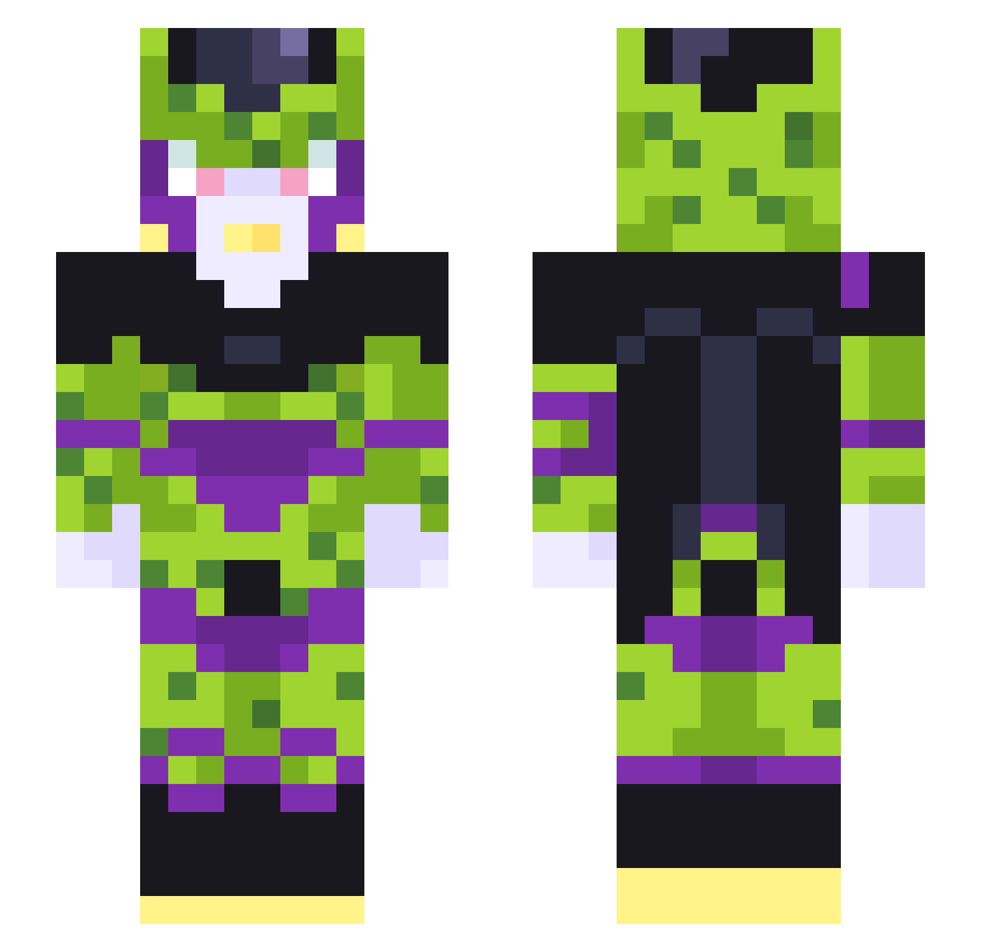 Flyordiee Minecraft skin, front and back view
