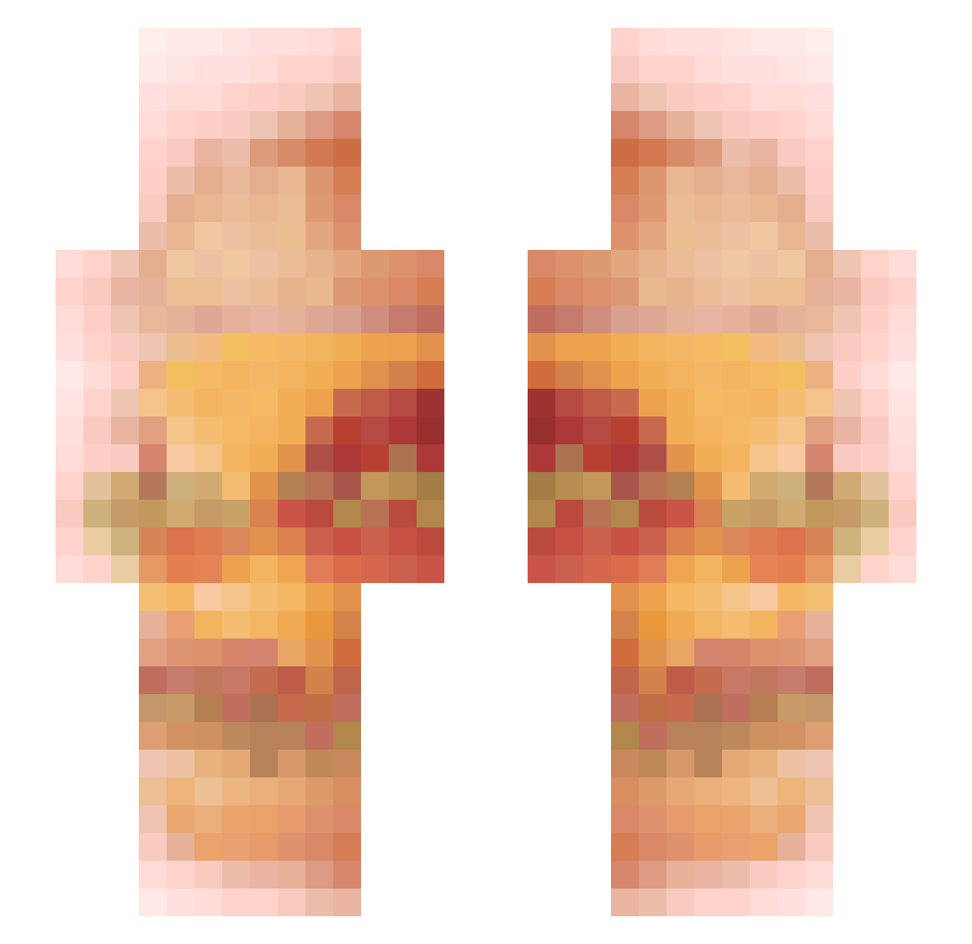Parmezian Minecraft skin, front and back view