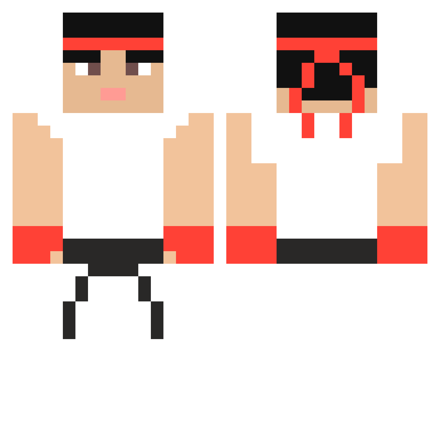 Sudoww Minecraft skin, front and back view