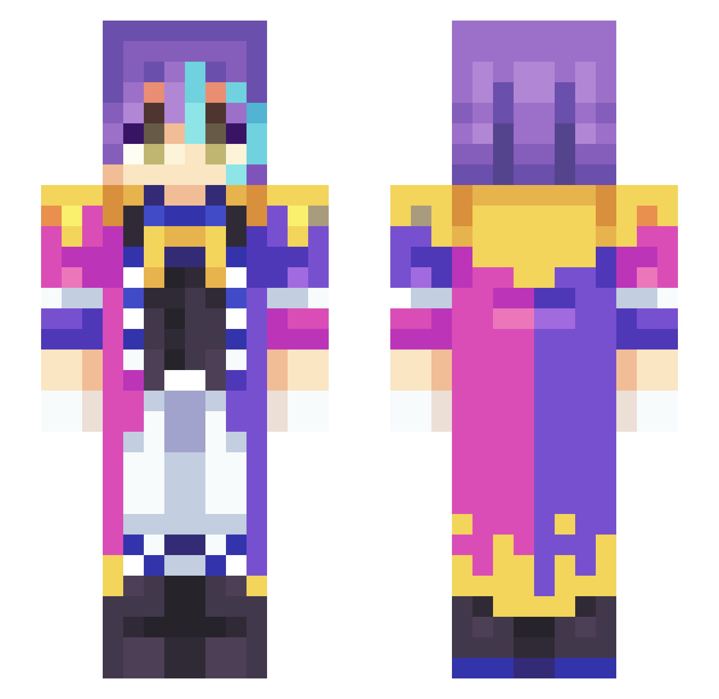 _Kamishiro_Rui_ Minecraft skin, front and back view