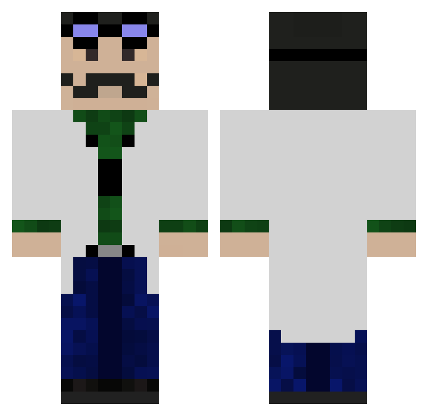 Praus Minecraft skin, front and back view