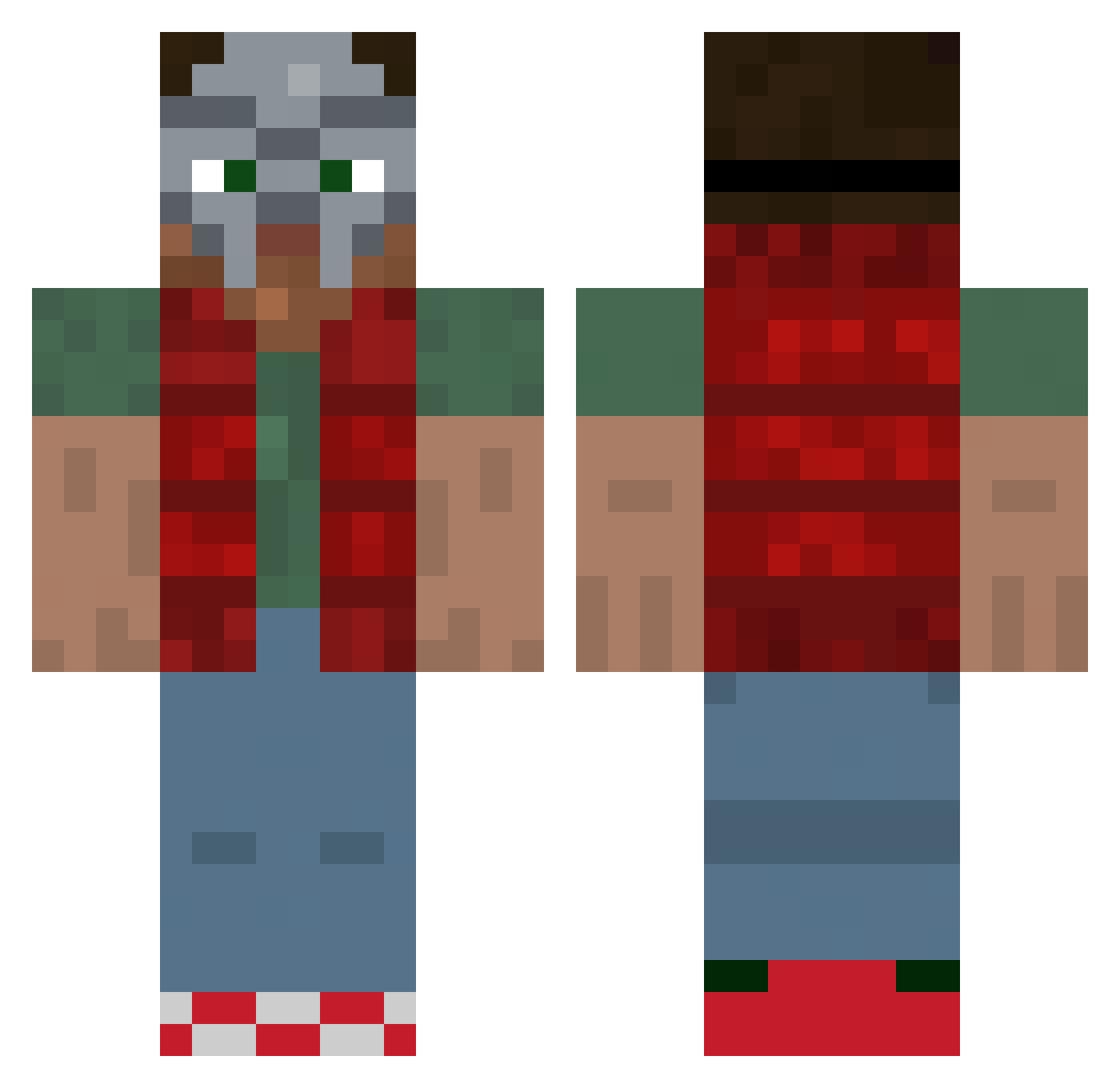 kalesnorhaar Minecraft skin, front and back view