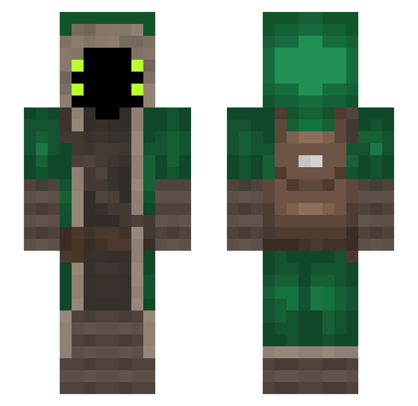 Monokkii Minecraft skin, front and back view