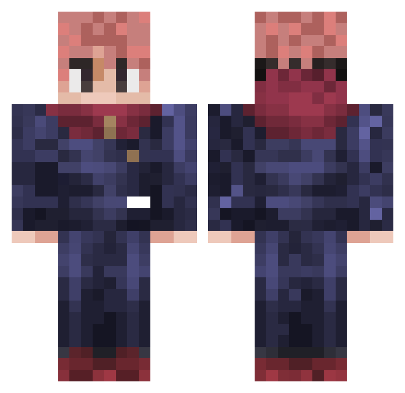 NoSkillzOnlyHax Minecraft skin, front and back view