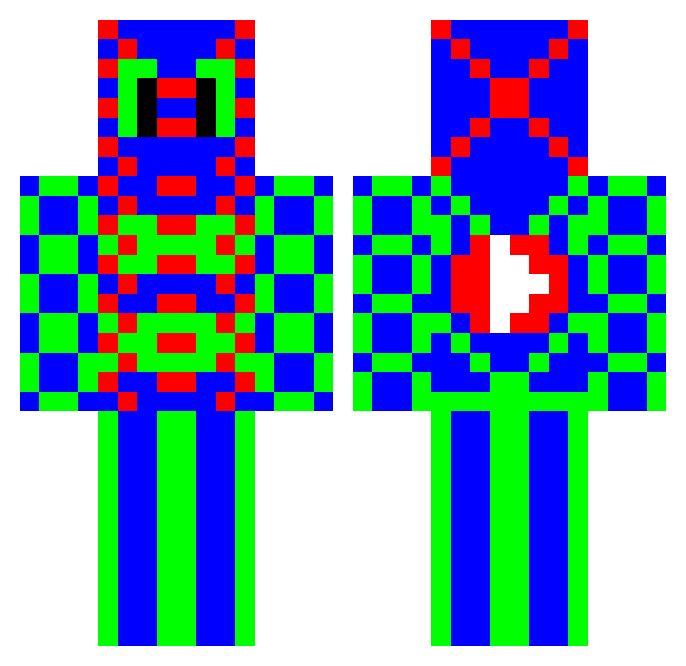 zzzTNTGamer Minecraft skin, front and back view