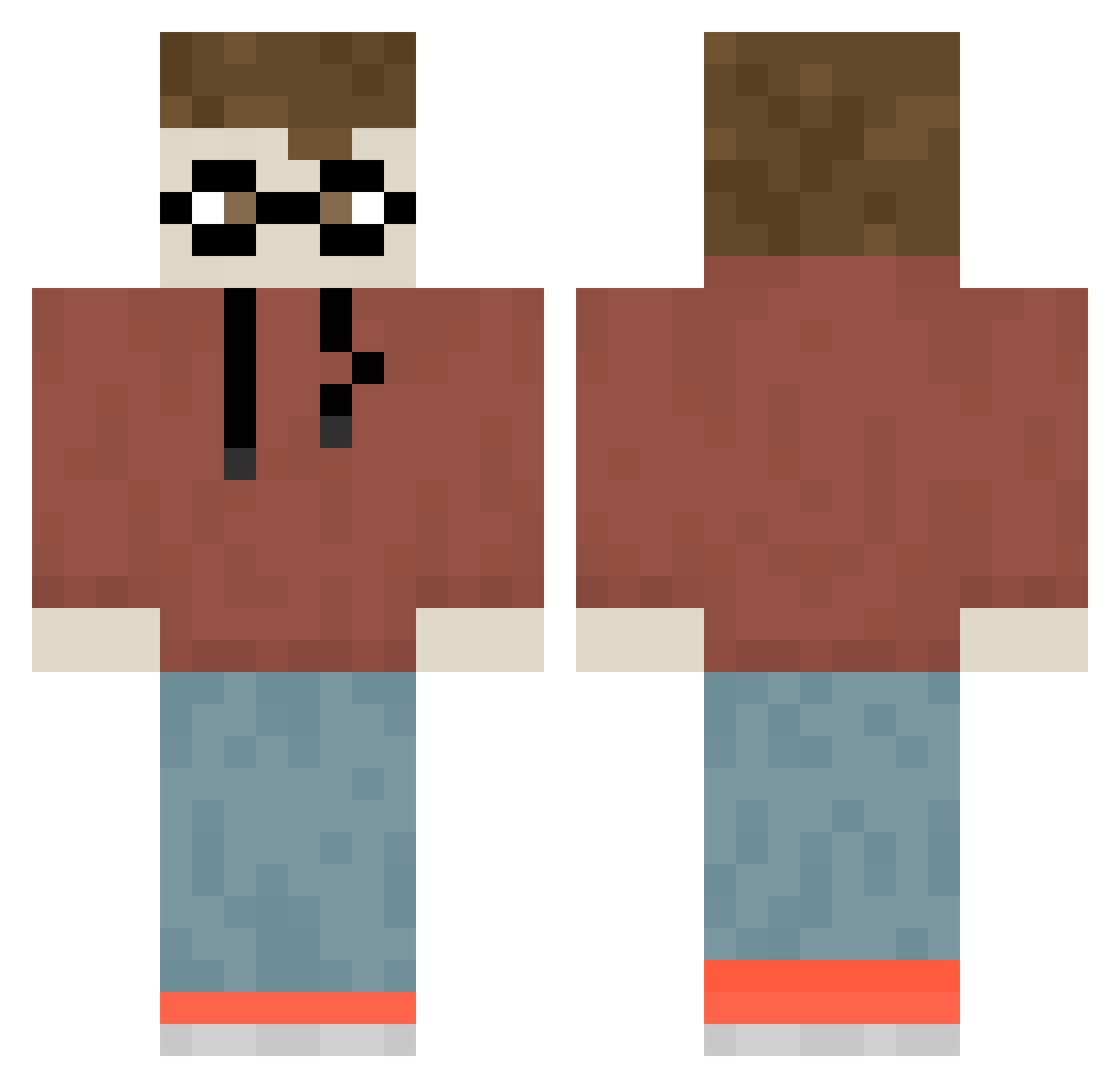 shadowc0mpony Minecraft skin, front and back view