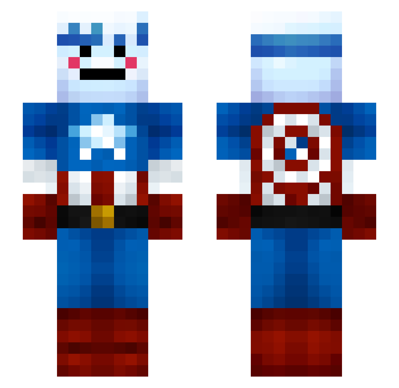 cvldified Minecraft skin, front and back view