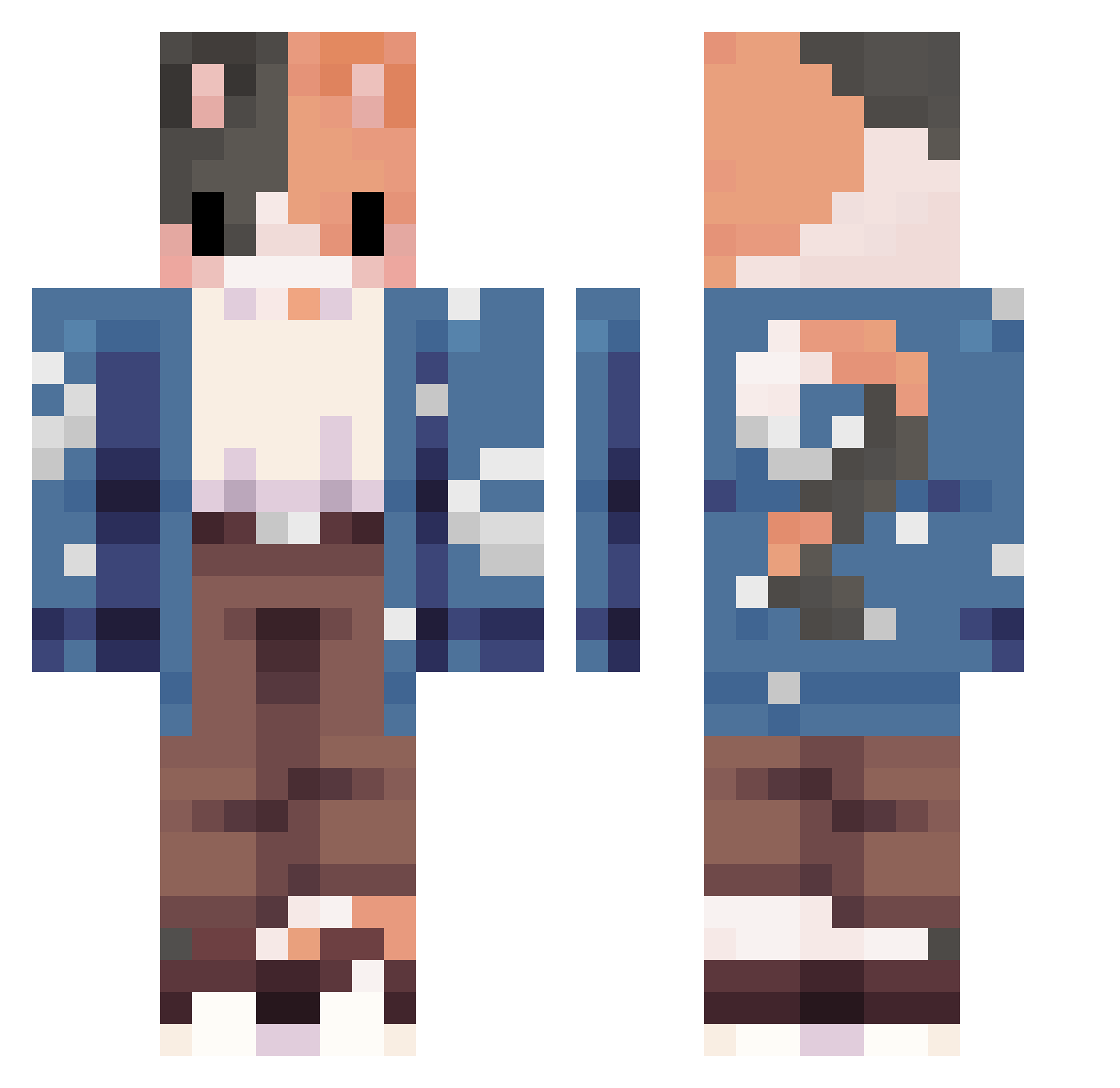 Uclyy Minecraft skin, front and back view