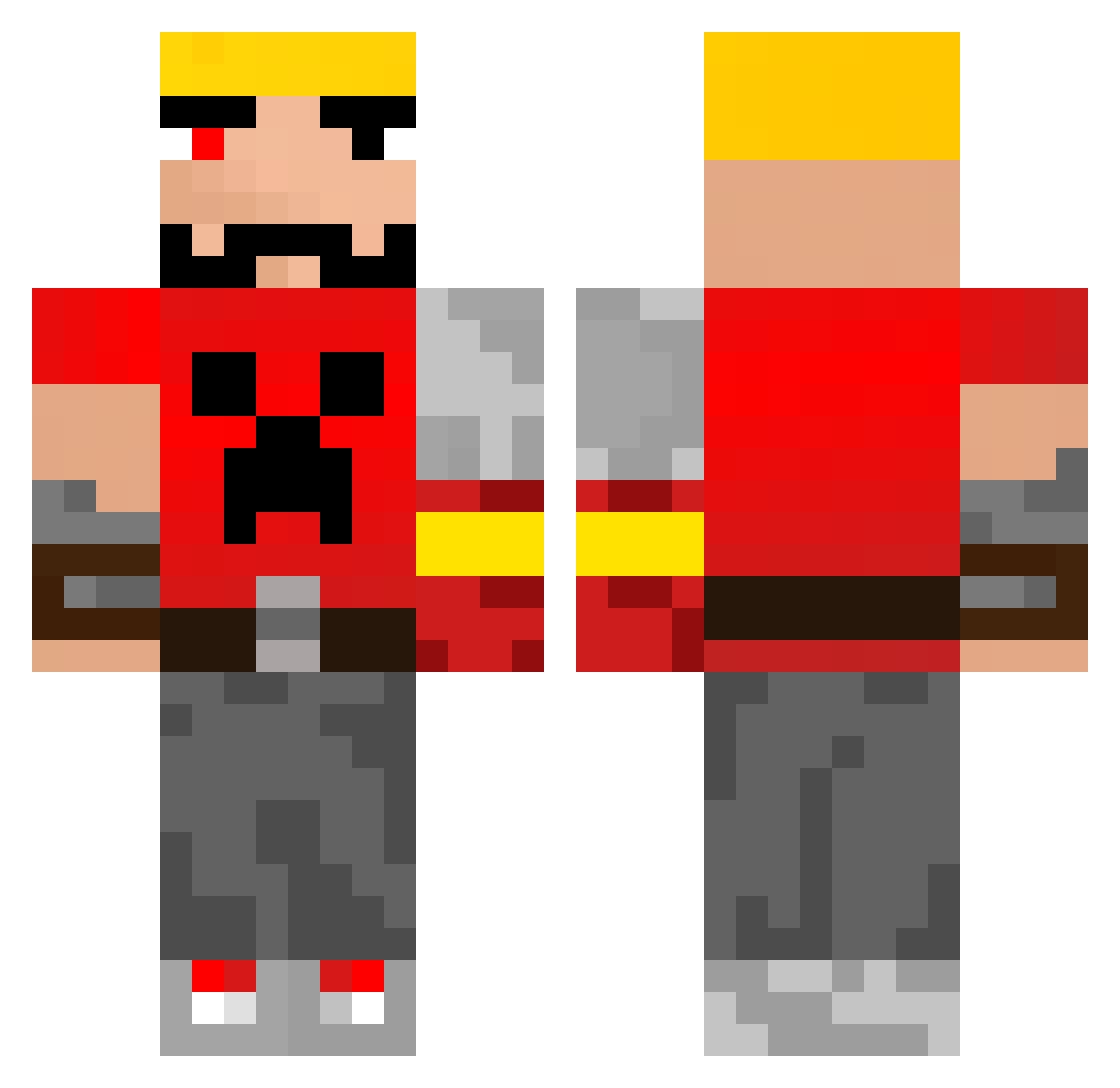 IamVeganBtw Minecraft skin, front and back view