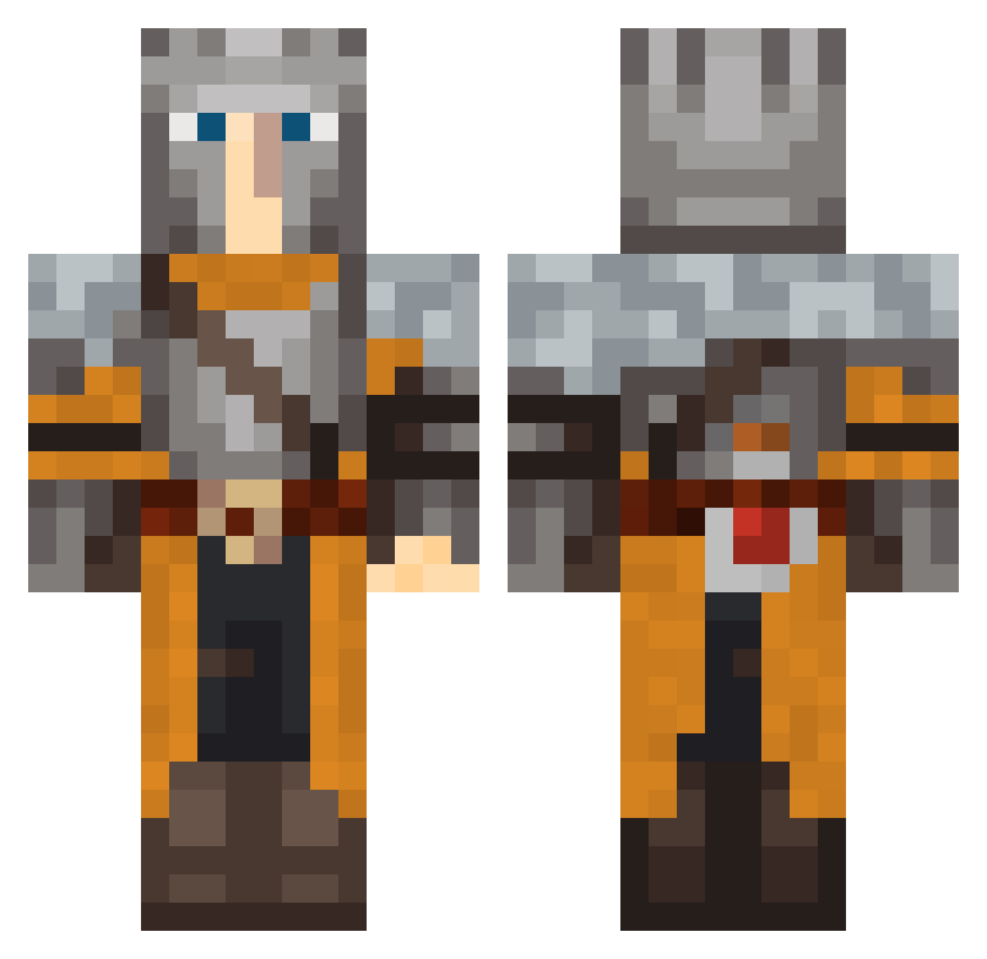 Entron24 Minecraft skin, front and back view