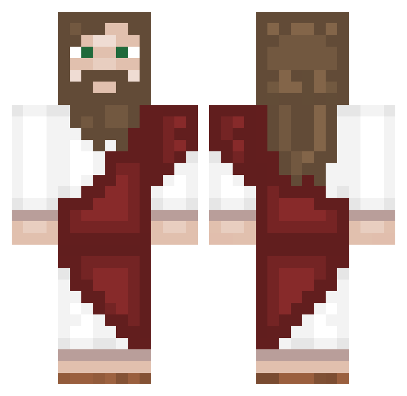 PsychWardPatient Minecraft skin, front and back view