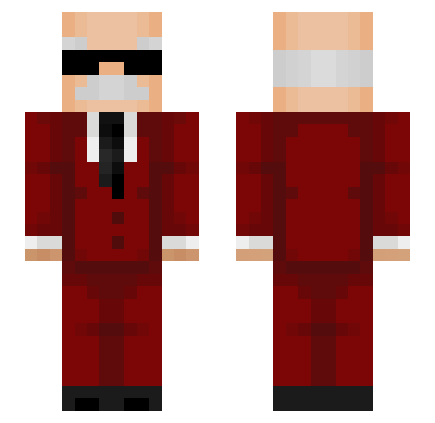 Prahim Minecraft skin, front and back view