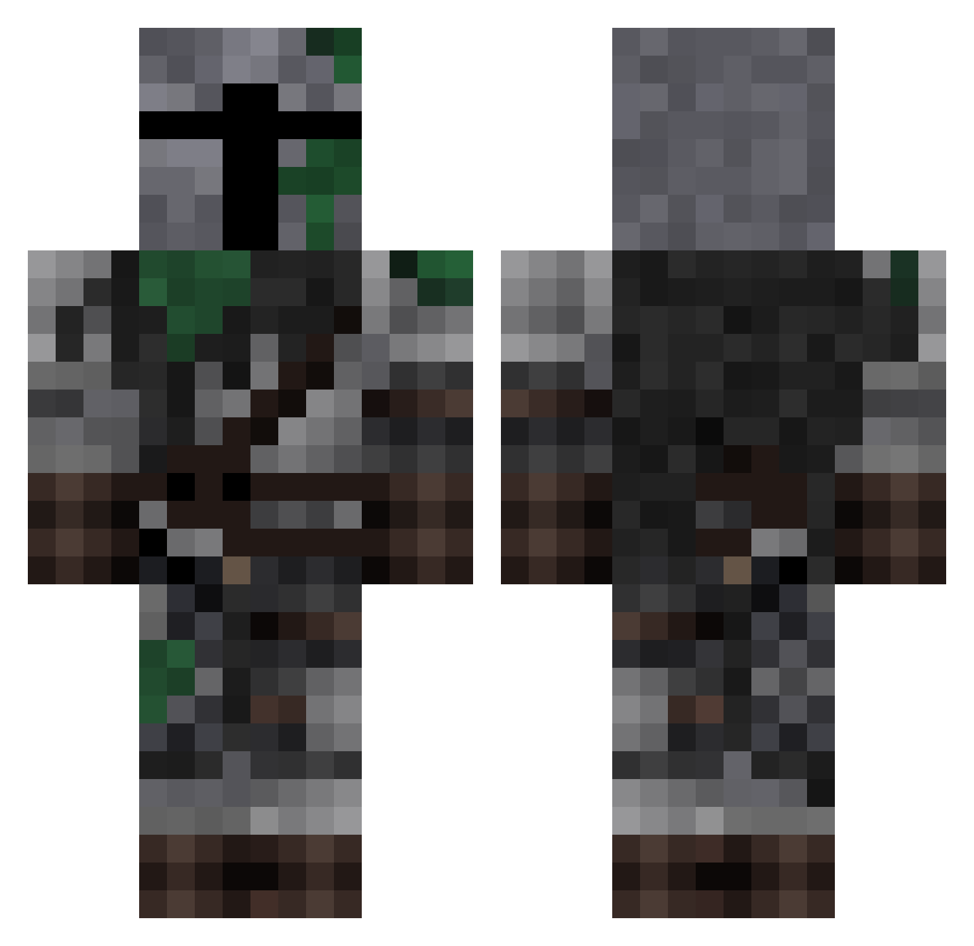 DrLukeums Minecraft skin, front and back view