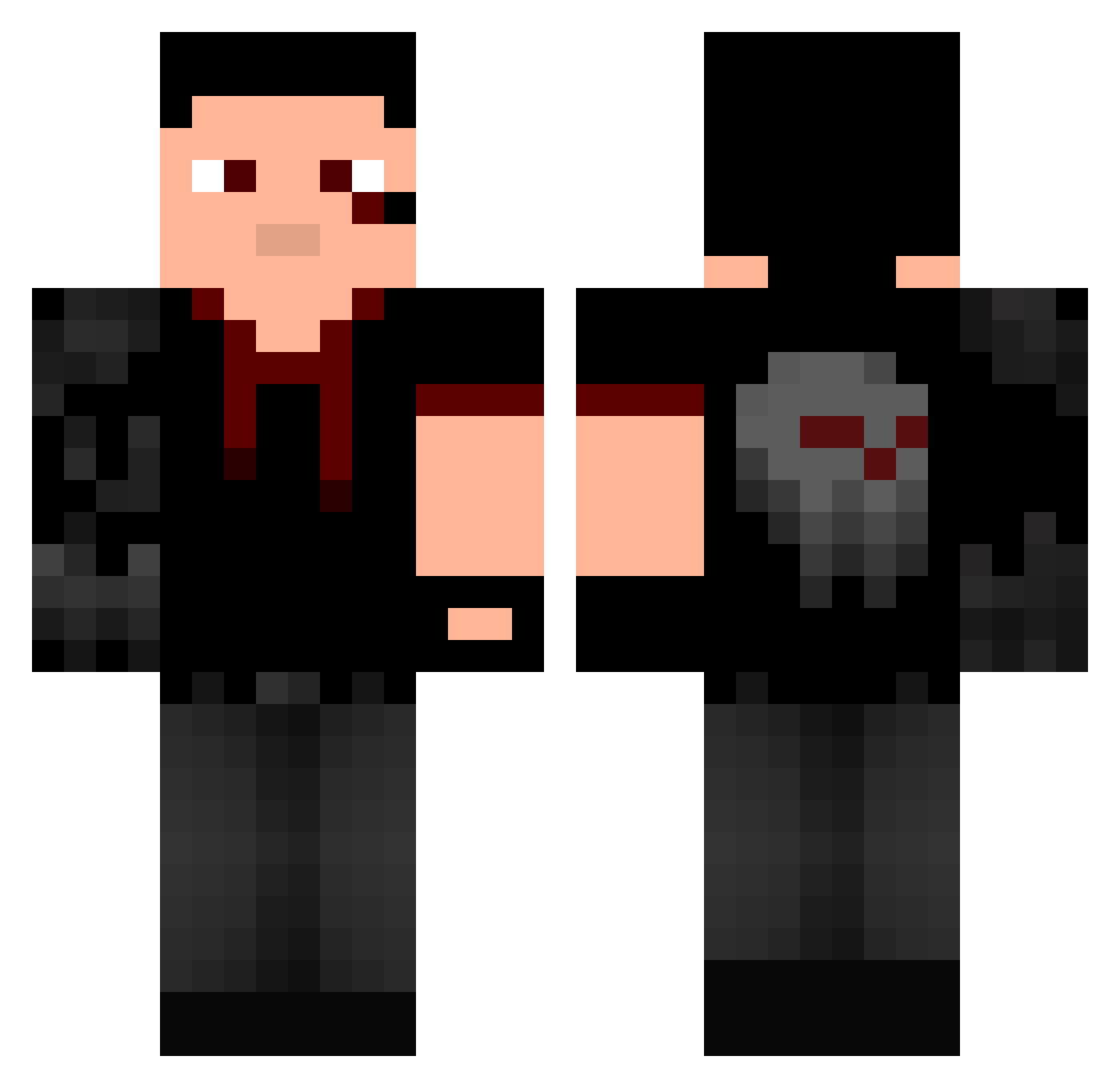 DxLaser Minecraft skin, front and back view