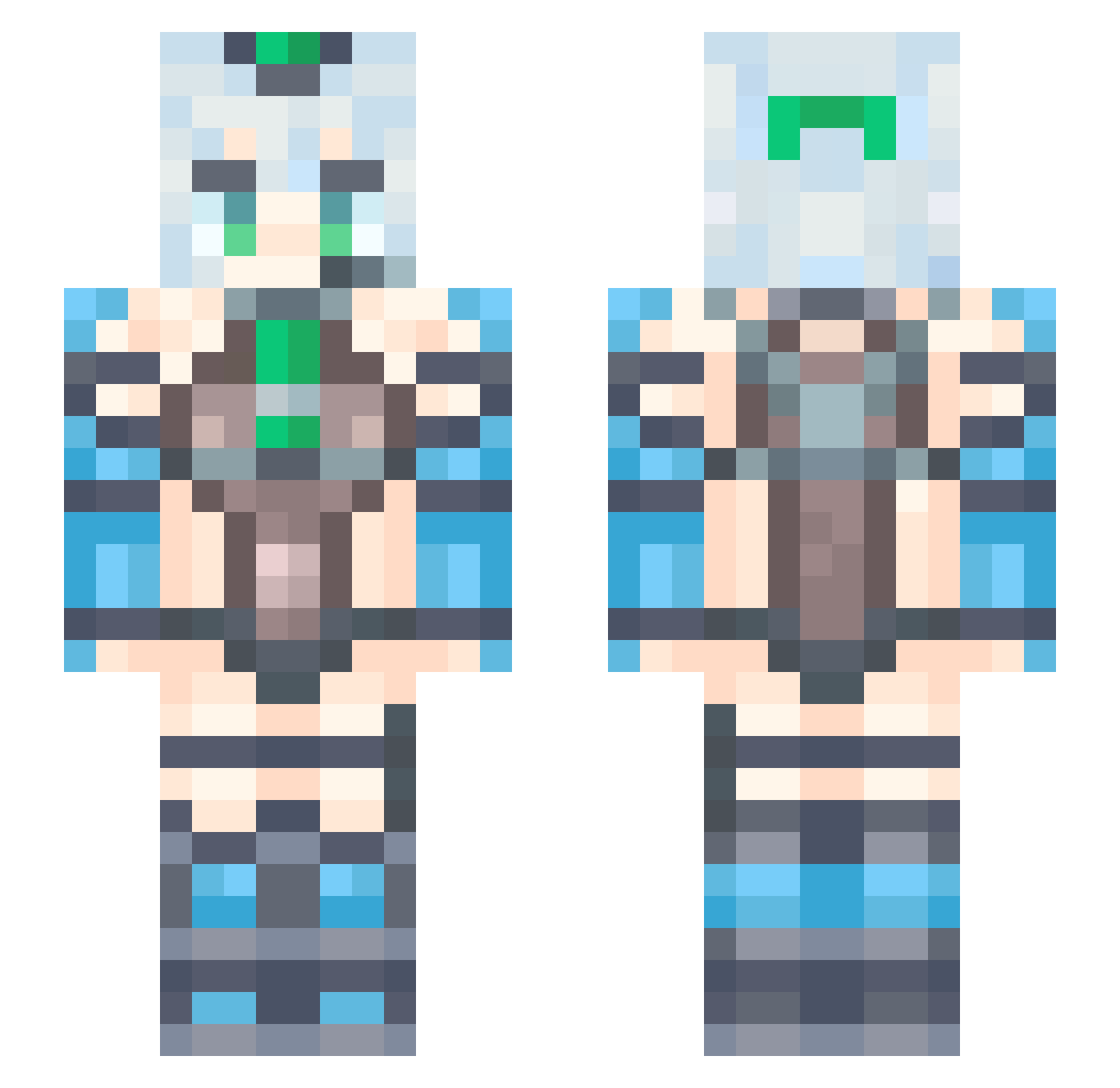 udinnoob123 Minecraft skin, front and back view