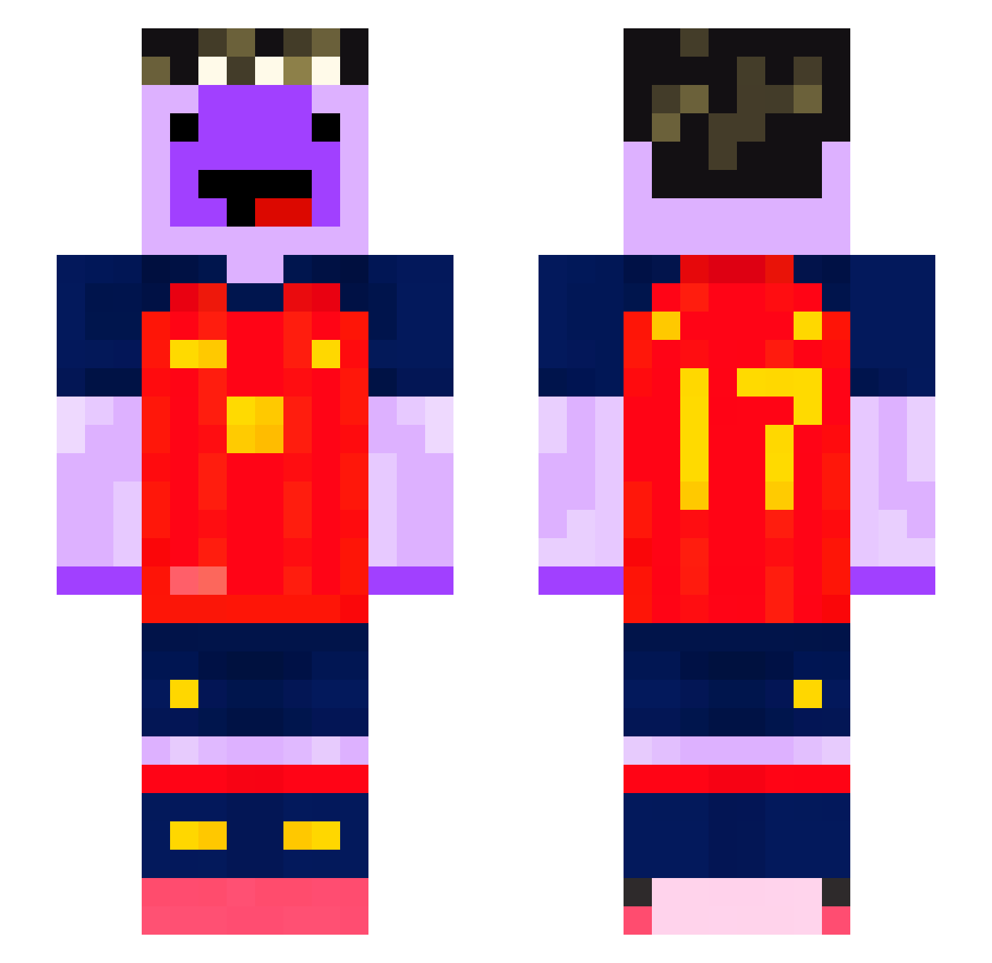 WastedUzi Minecraft skin, front and back view