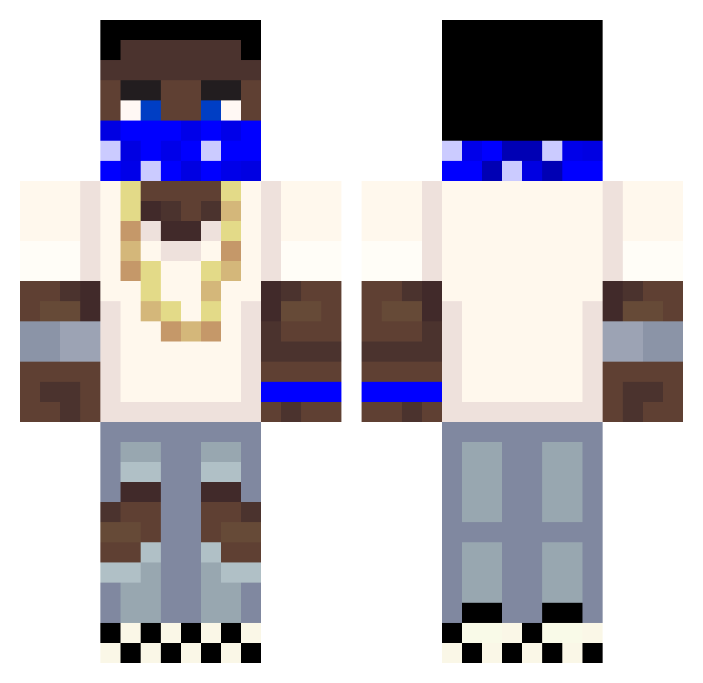 grebka Minecraft skin, front and back view