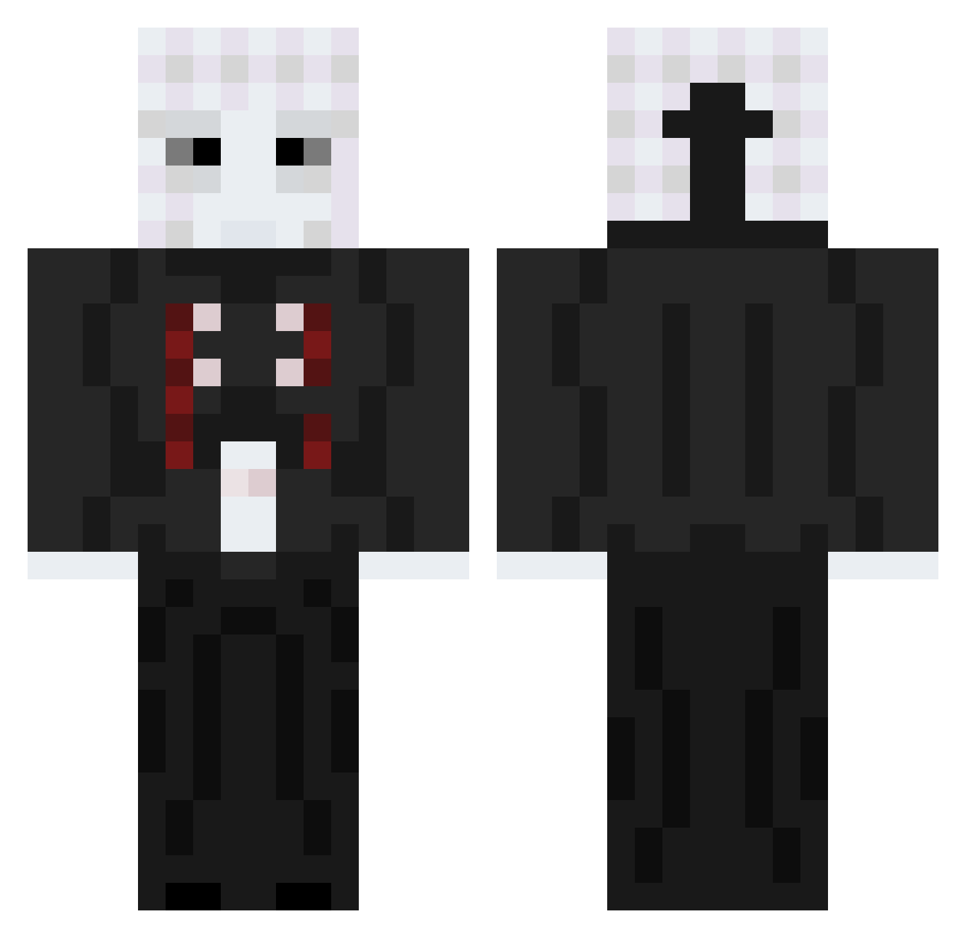 Joedestructo Minecraft skin, front and back view