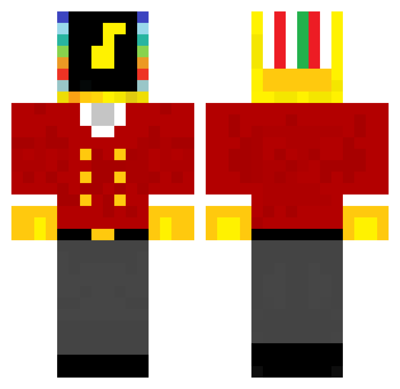 Customer Minecraft skin, front and back view