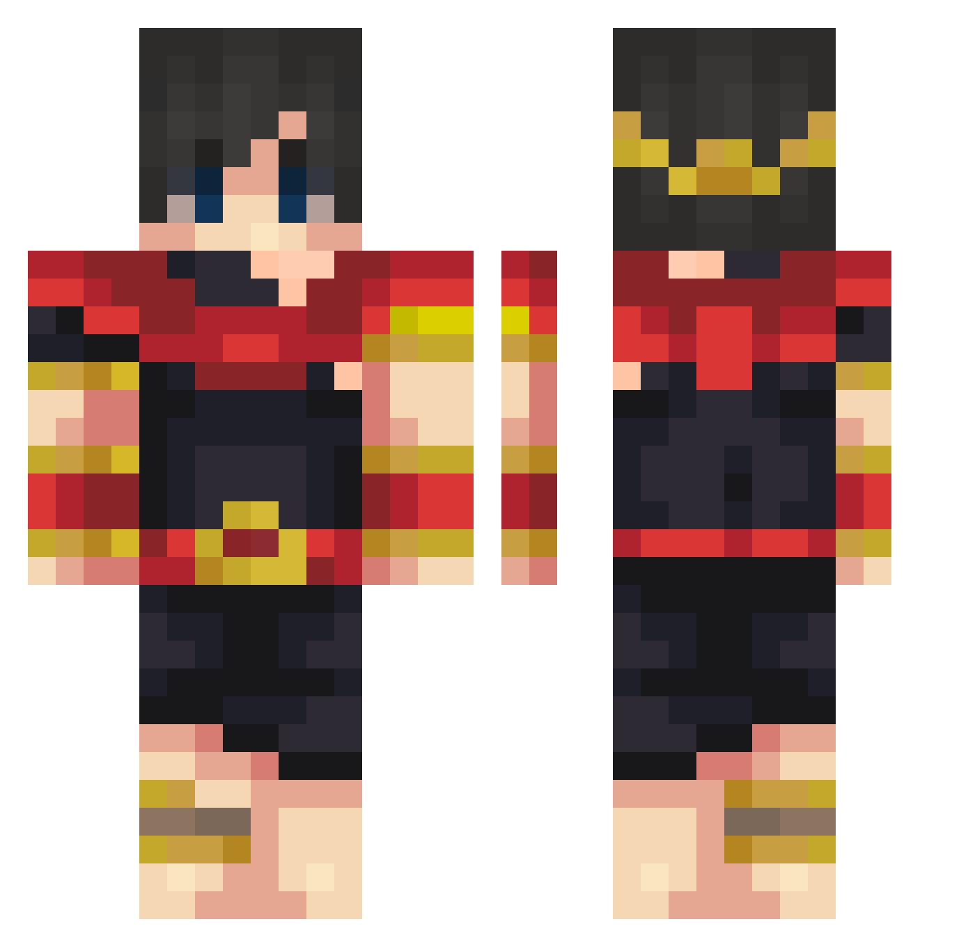 Bibelvers Minecraft skin, front and back view
