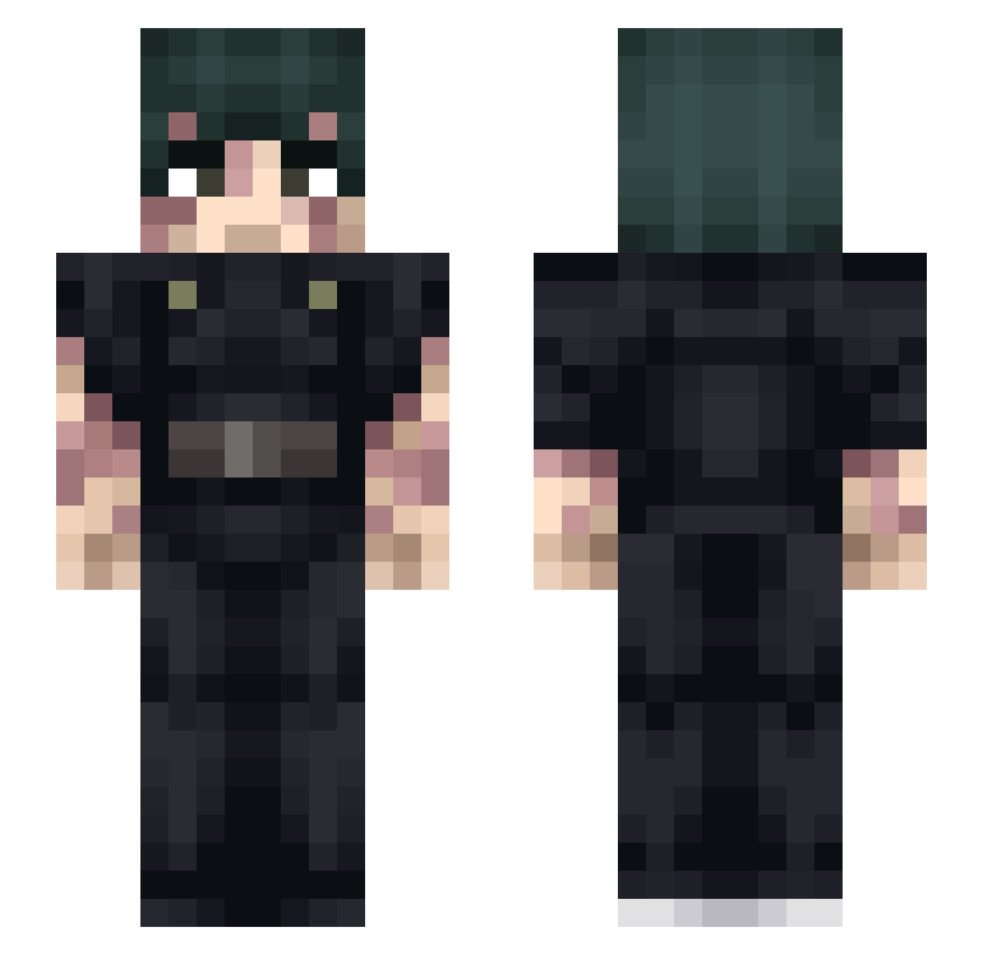 BloodyPeaches Minecraft skin, front and back view