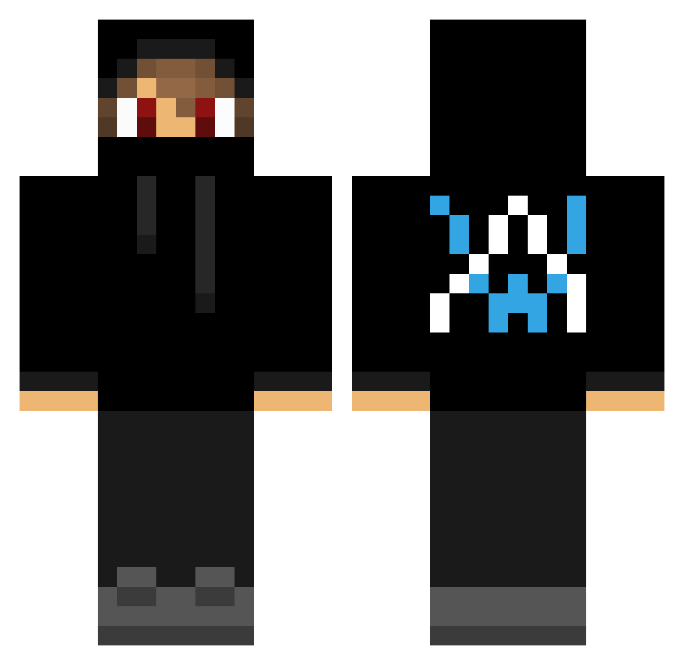 SAVEnett Minecraft skin, front and back view