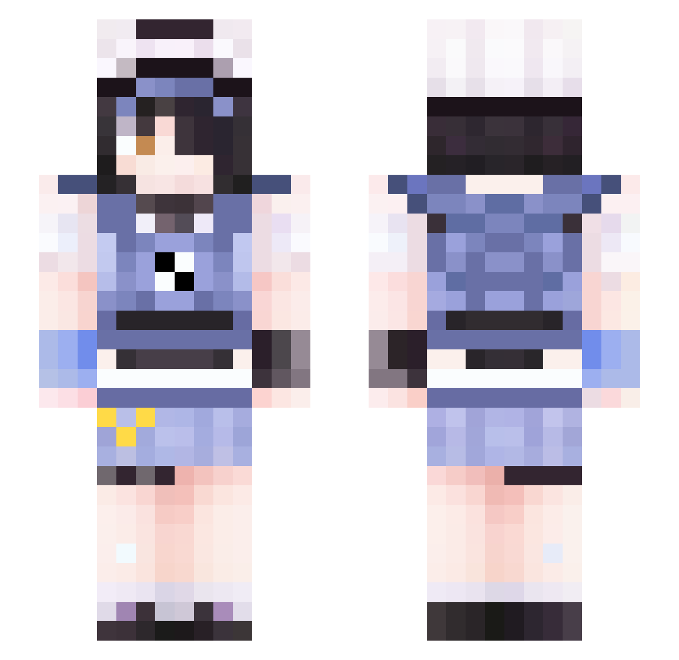 CorvusEye Minecraft skin, front and back view