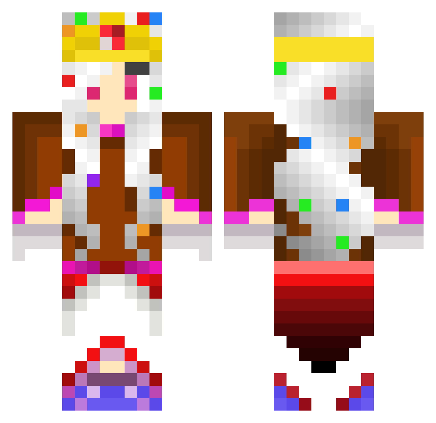 Lactase Minecraft skin, front and back view