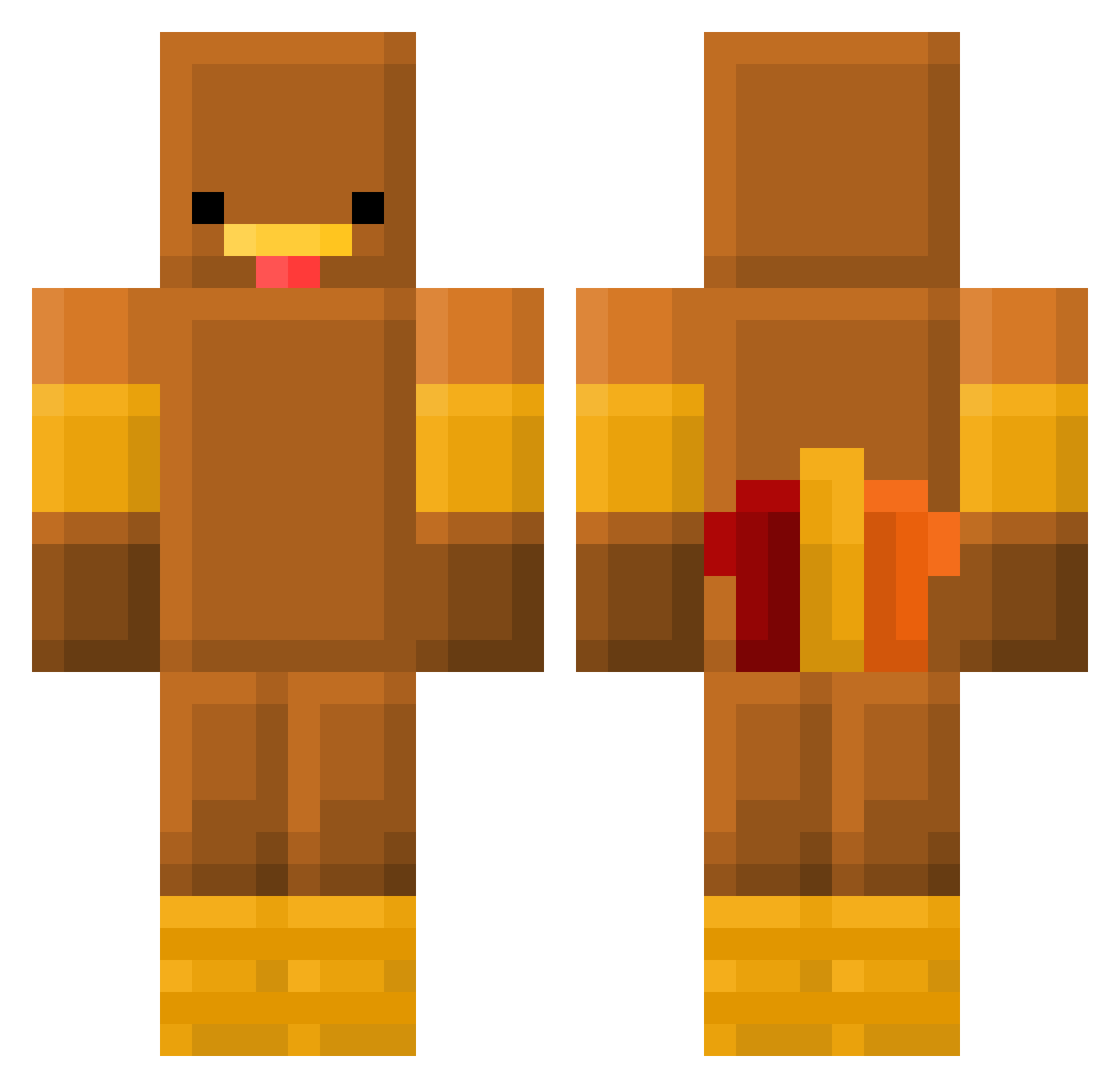 Excadryll Minecraft skin, front and back view