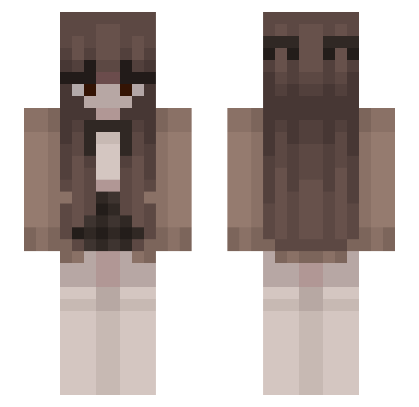 Minkuhh Minecraft skin, front and back view
