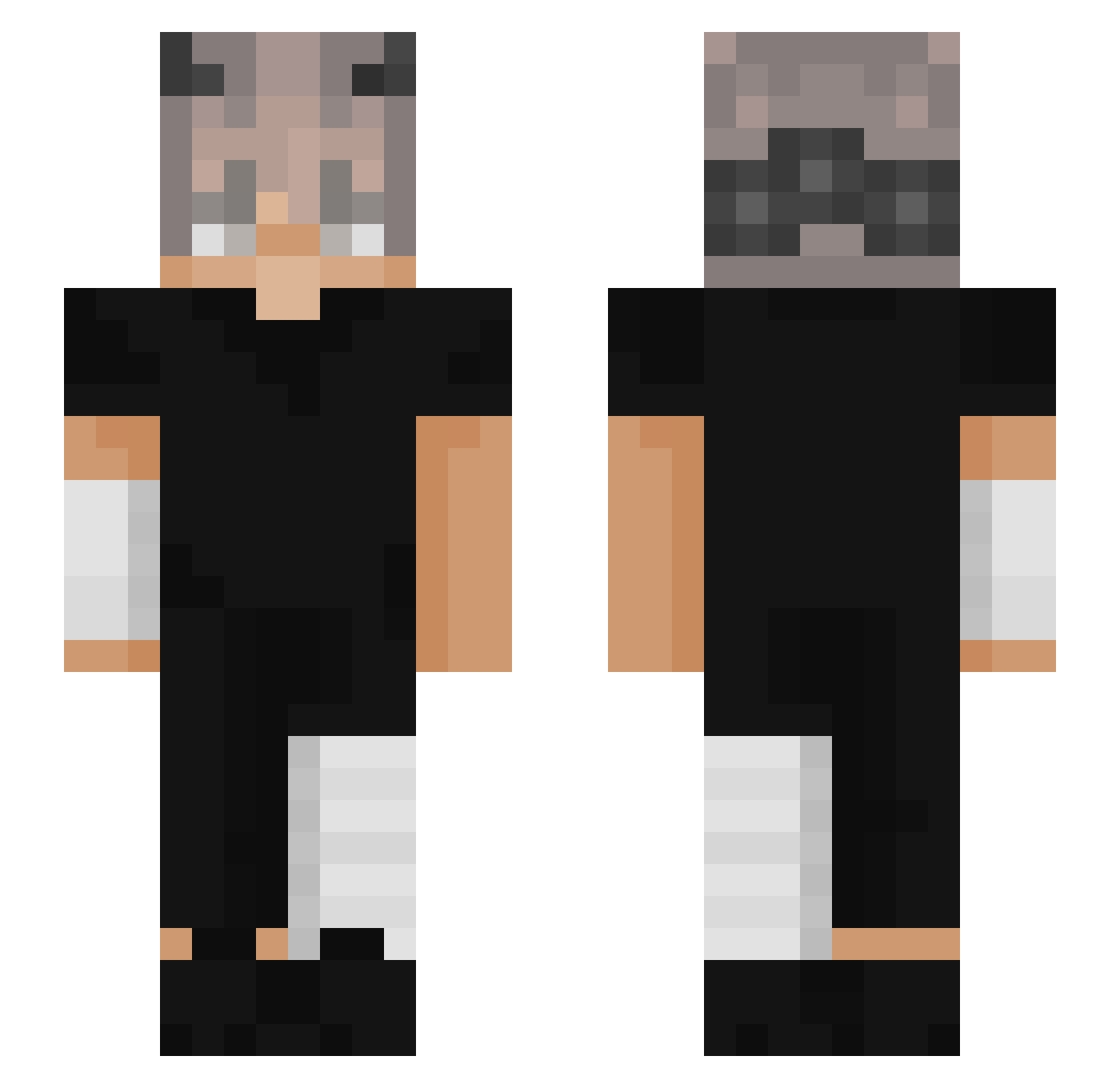 Hishadow Minecraft skin, front and back view