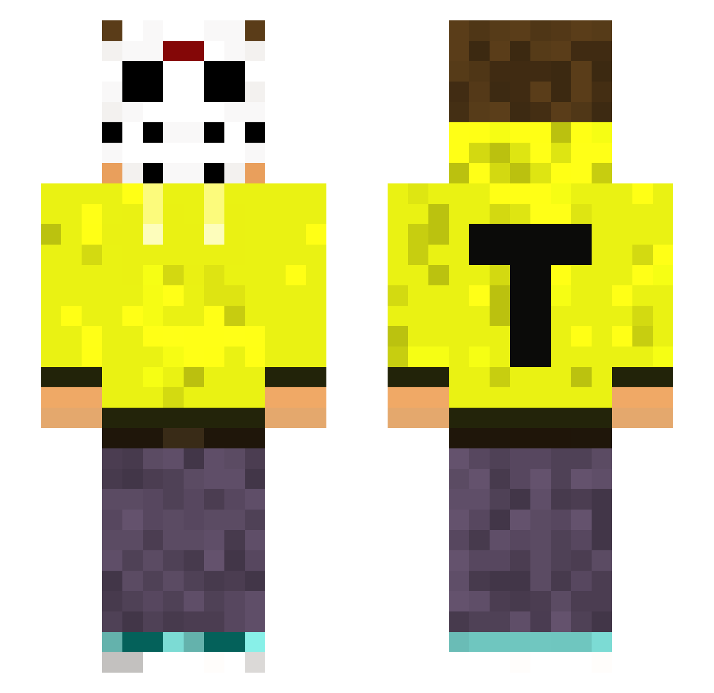 DatTunes Minecraft skin, front and back view