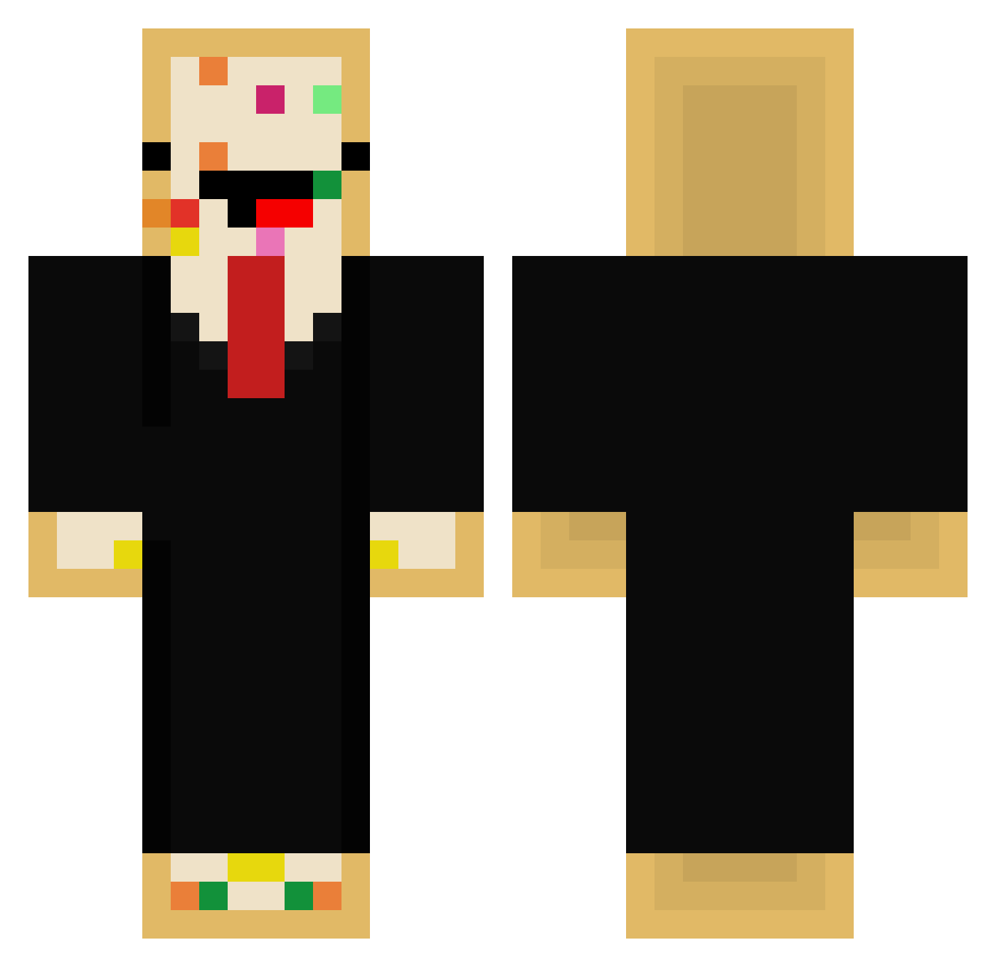DrPoptart Minecraft skin, front and back view