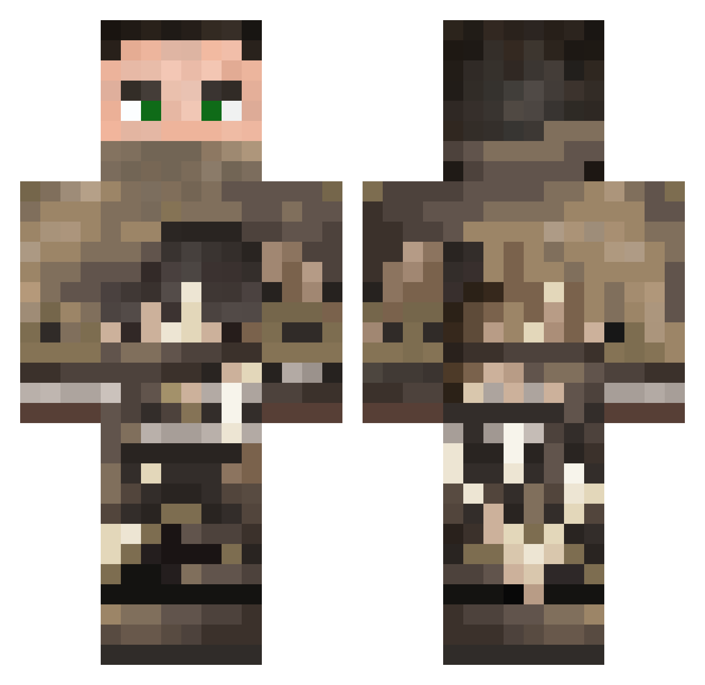 ZelpOne Minecraft skin, front and back view