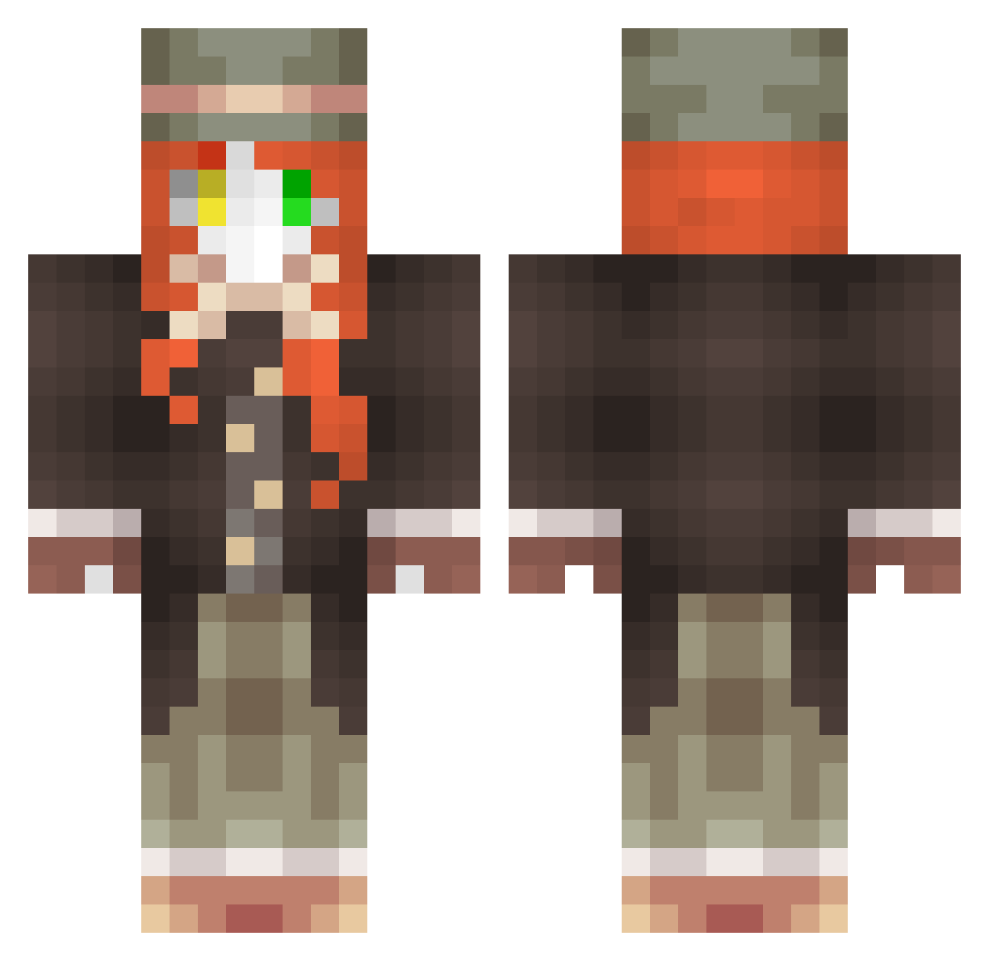 Jewelou Minecraft skin, front and back view