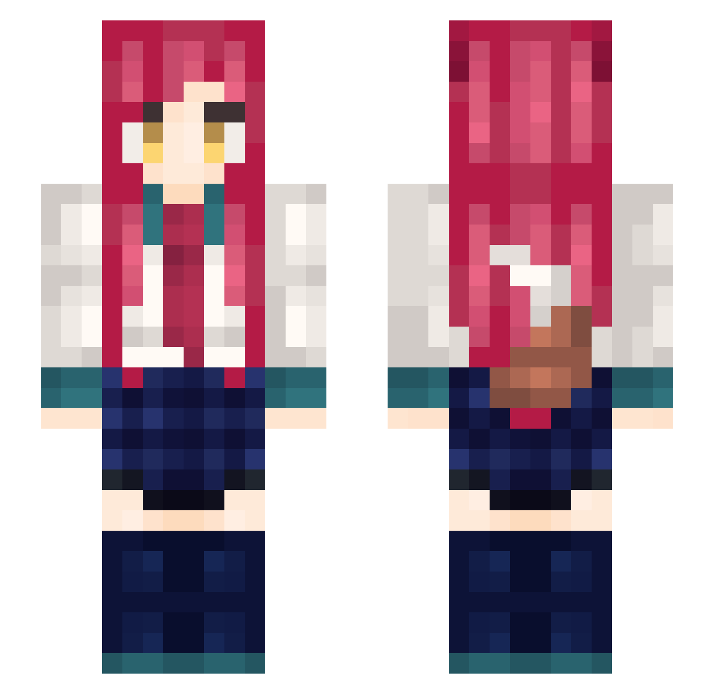 JamieTV Minecraft skin, front and back view