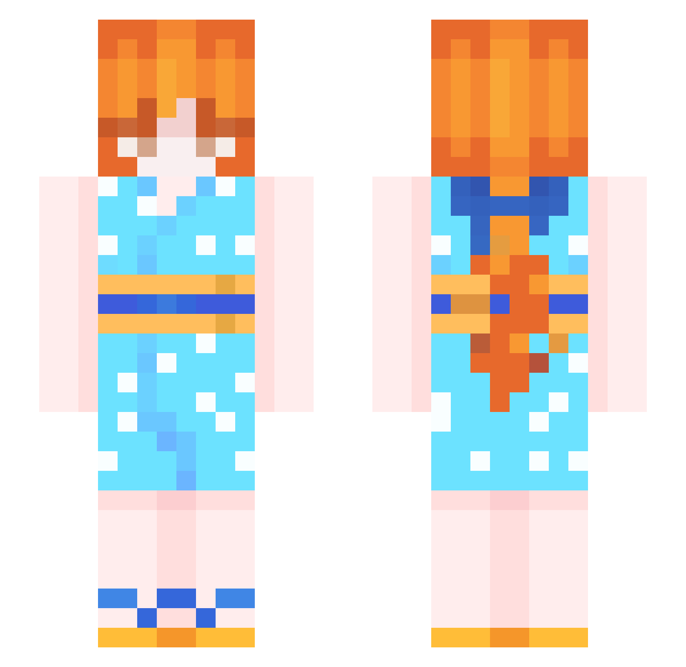 xeinephs Minecraft skin, front and back view
