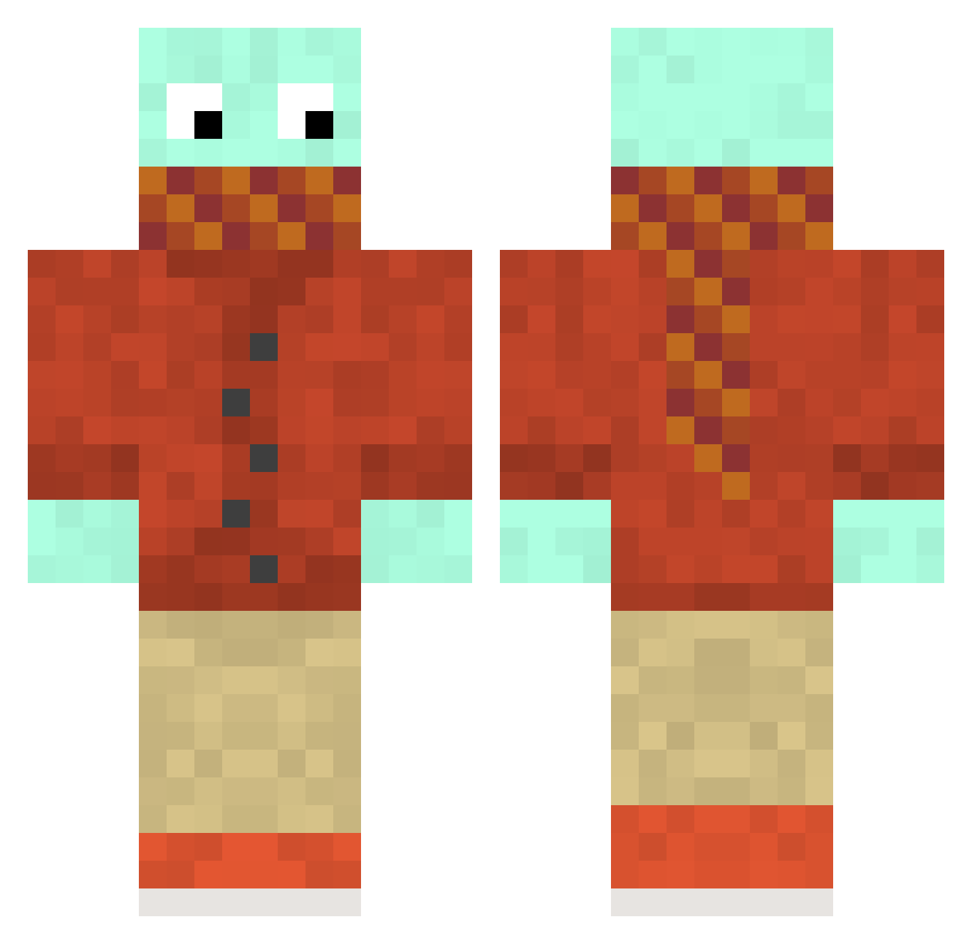 Flizzpiepe Minecraft skin, front and back view