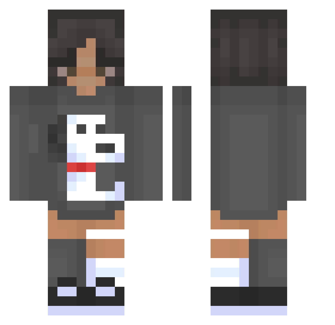 debxtax Minecraft skin, front and back view