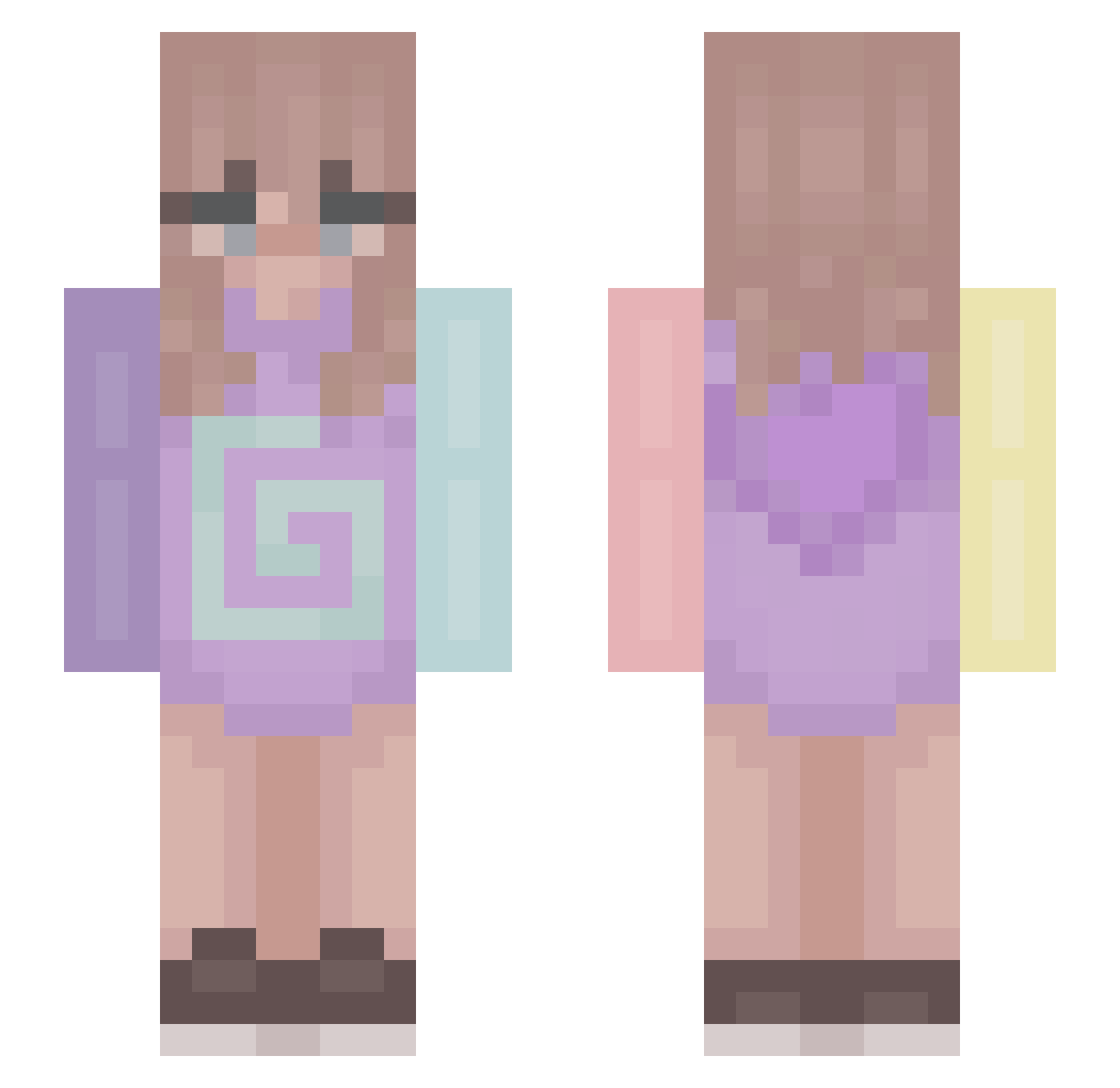 chloplays Minecraft skin, front and back view