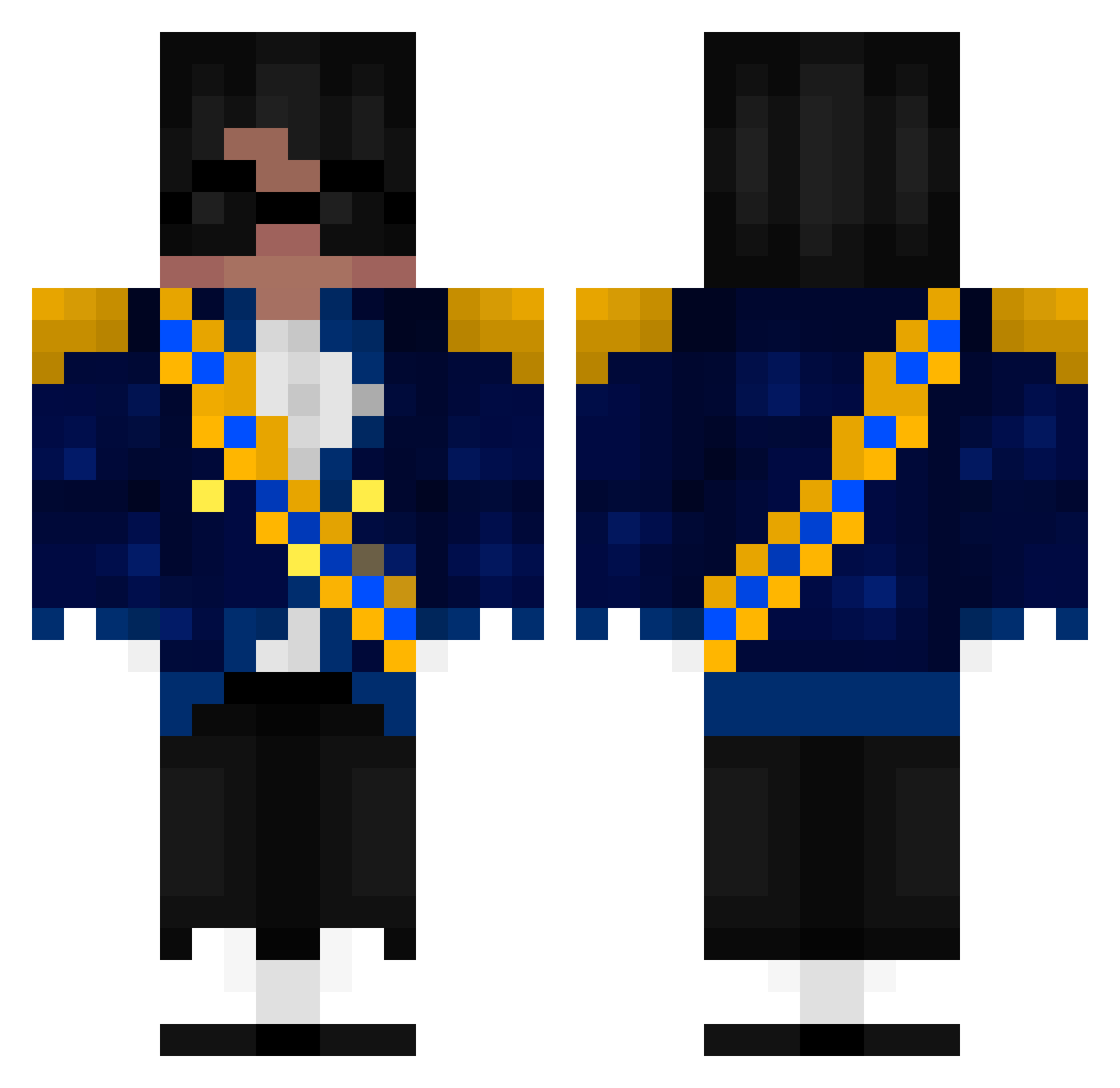 RuhtraX7 Minecraft skin, front and back view