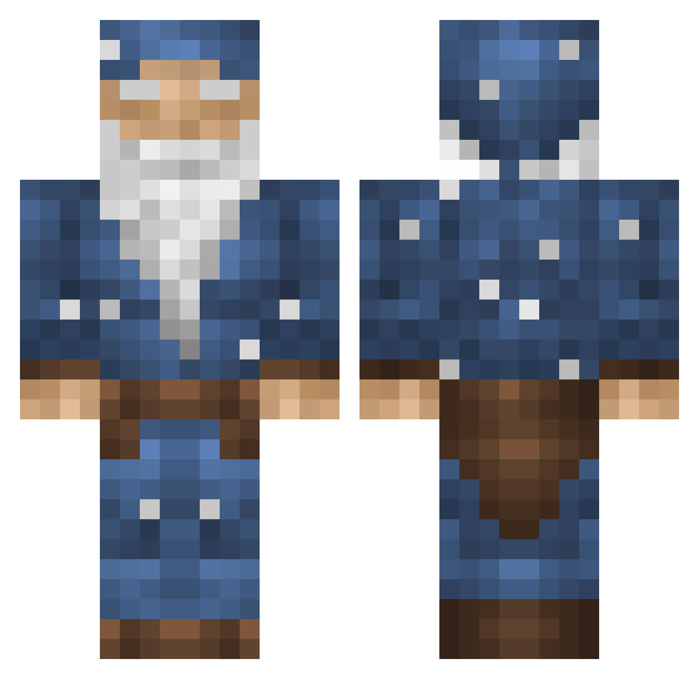Fibular Minecraft skin, front and back view