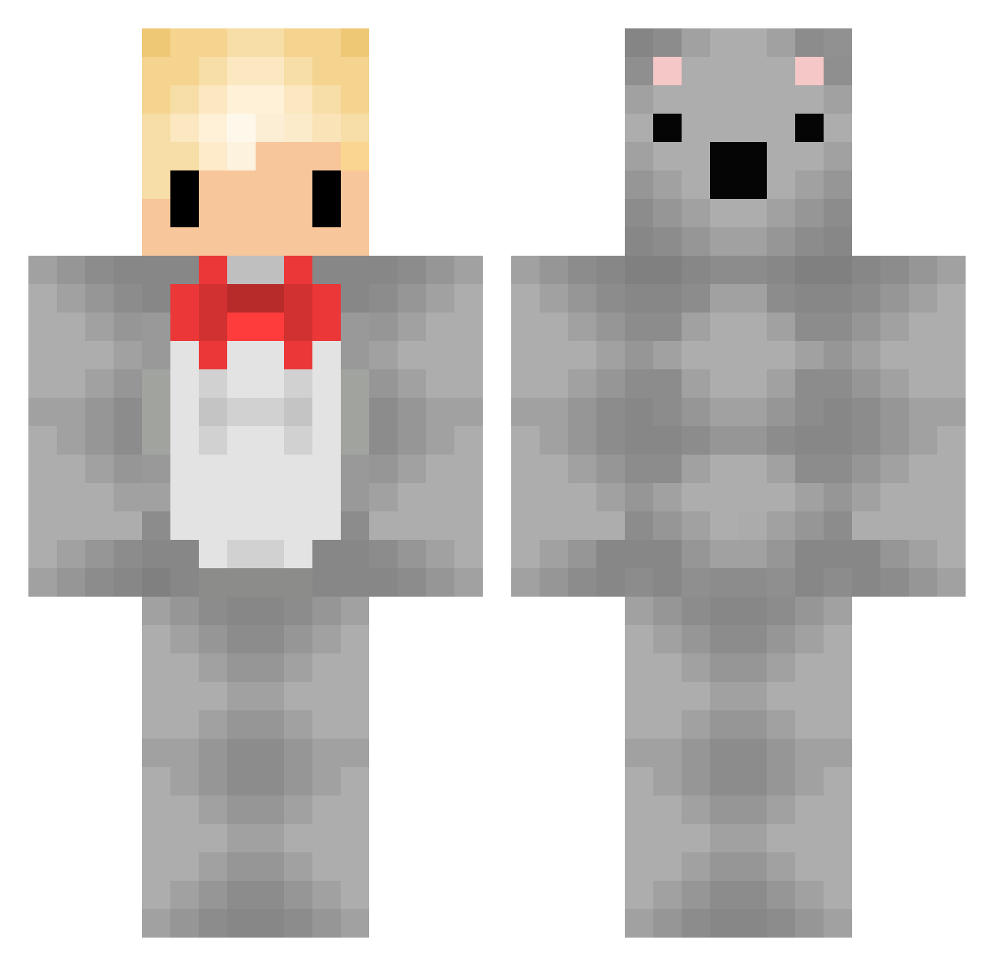 Describes Minecraft skin, front and back view