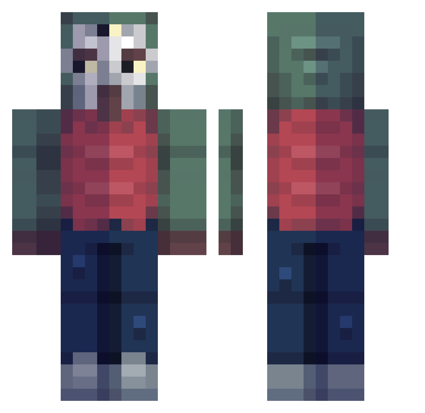 SuperHotStxl1n Minecraft skin, front and back view
