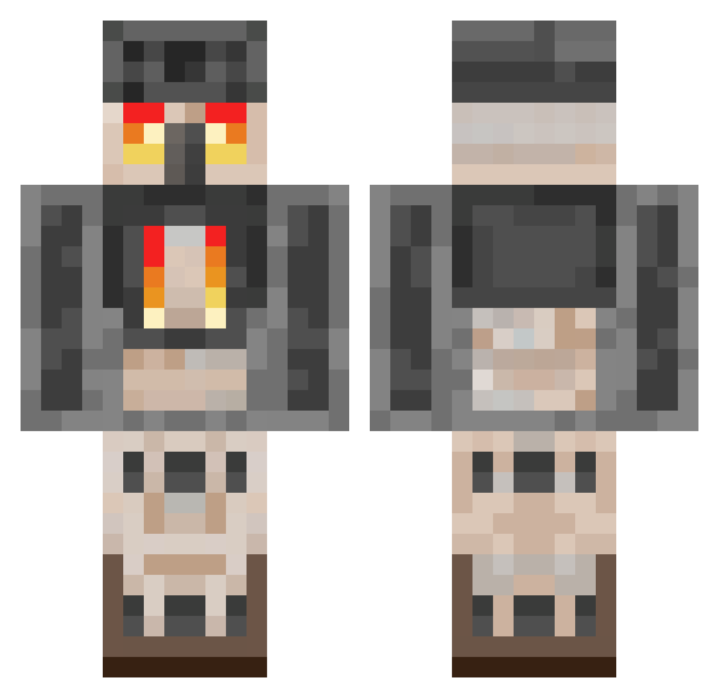 FurnaceGolem Minecraft skin, front and back view