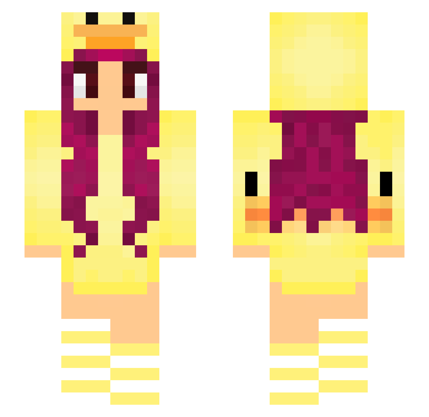 Nuttchi Minecraft skin, front and back view